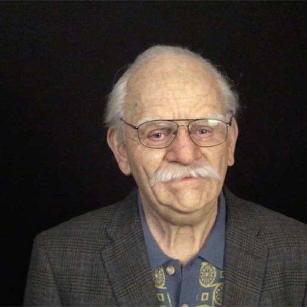 realistic old man mask worn with glasses