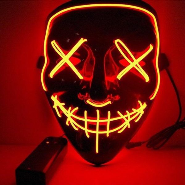 led halloween mask with red light on