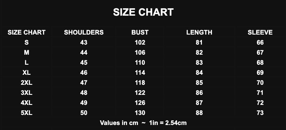 steampunk vest size chart